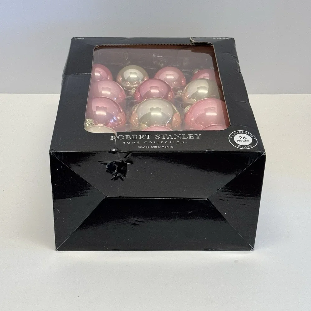 Pink Glass Christmas Ornaments By Robert‎ Stanley Home Collection 26pc NIB